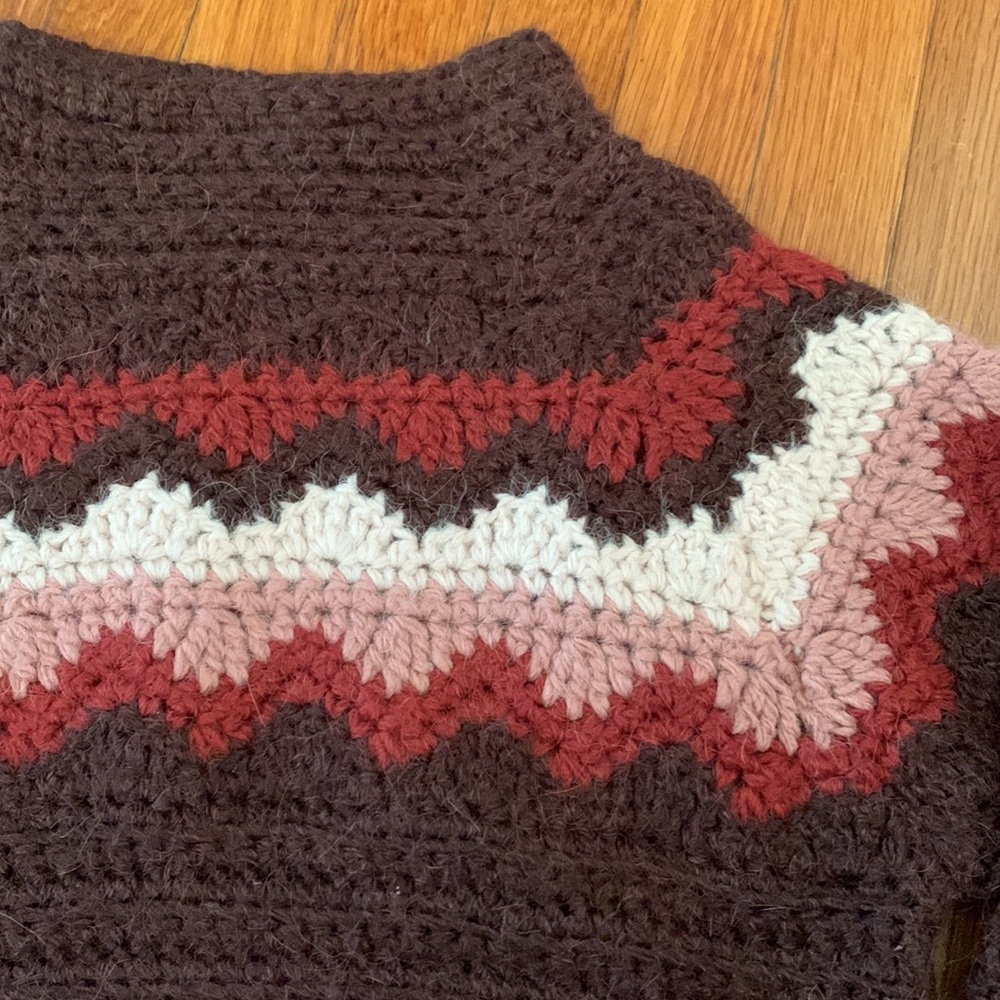 J Crew Alpaca Crochet Sweater Small Chocolate Color Way From Don’t Look Up Movie